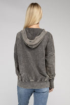 Zenana French Terry Acid Washed Kangaroo Pocket Hoodie ZENANA