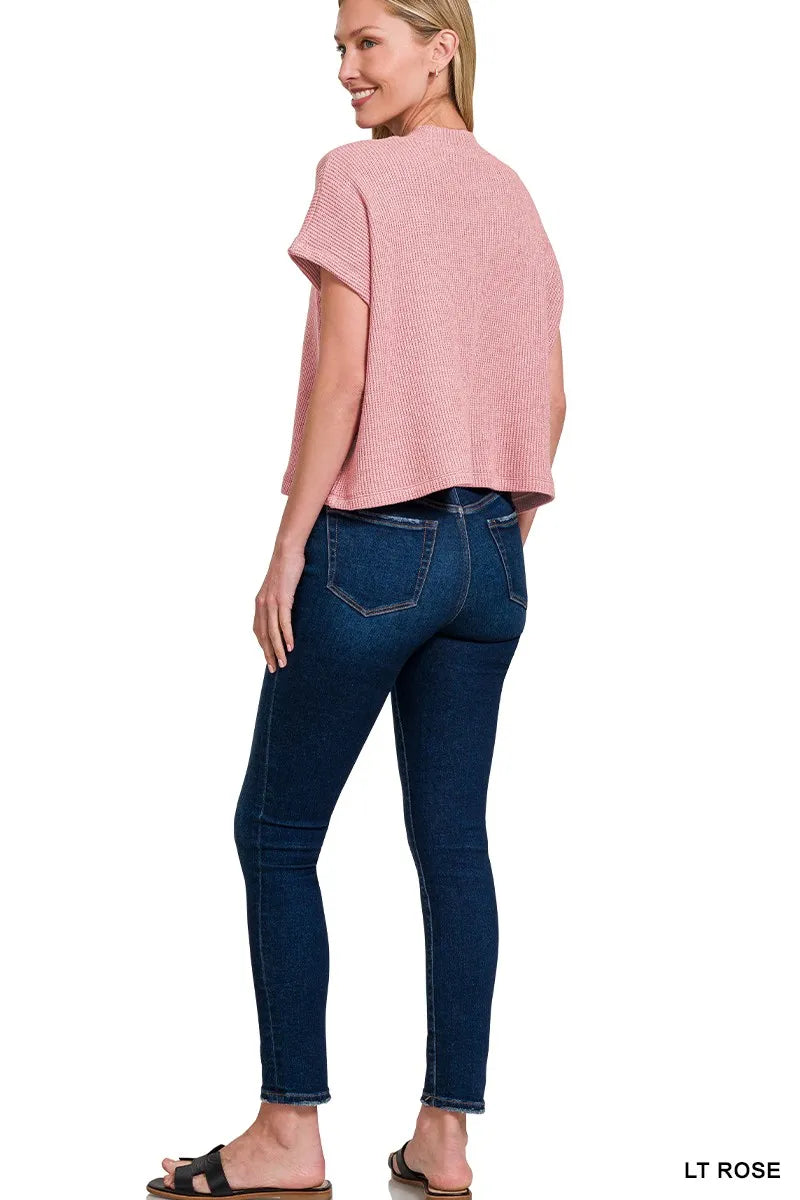 Zenana Light Rose Sweater Boxy Top & Long Pants Set