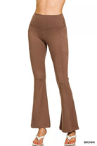 Zenana Brown Brushed Dty Microfiber Flare Pants BROWN