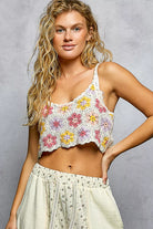 POL Handmade Granny Pattern Crochet Cami with Scalloped Strap
