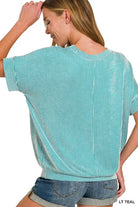 Zenana Light Teal Corded Rib Short Sleeve T-Shirt