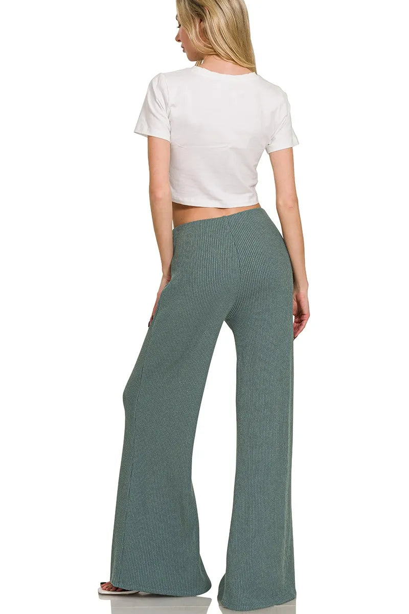 Zenana Ash Jade Mock Neck Top and Pants Sweater Set