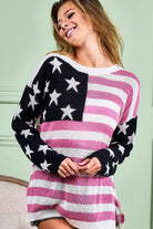 BiBi American Flag Low Gauge Knitted Long Sleeve Top