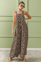 BiBi Leopard Print Wide Leg Overalls