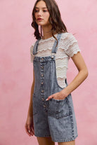 SO ME Denim Washed On Front With Adjustable Strap Romper