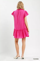 Umgee FuchyTextured Ruffle Hem Mini Dress