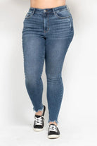 Judy Blue Plus Size High Waist Skinny with Destroy & Shark Bit Hem