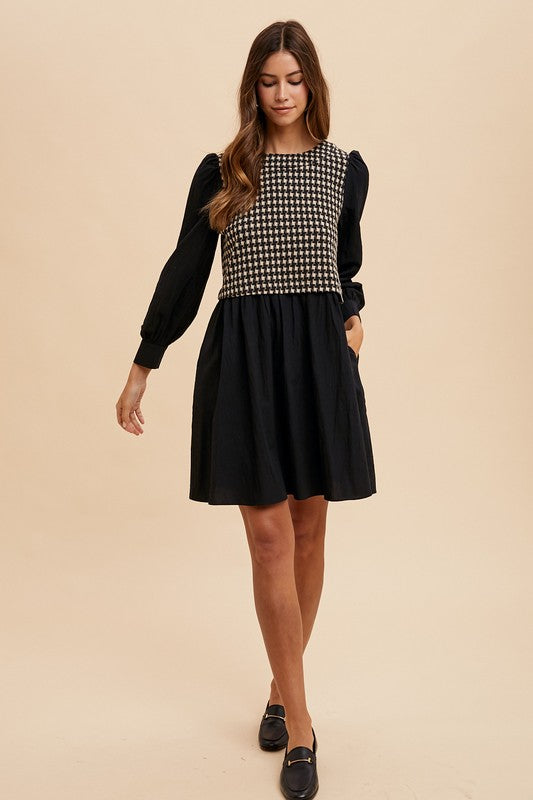 Annie Wear Tie Back Plaid Round Neck Mini Dress Annie Wear Tie Back Plaid Round Neck Mini Dress