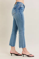 Judy Blue Mid-rise Vintage Wash Destroy Hem Kick Flare Jeans