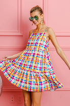 BiBi Multi Colors Plaid Sleeveless Sun Dress