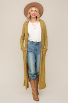 Haptics Butterscotch Two-Tone Hacci Open Duster Cardigan Medium