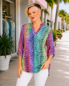 Dear Scarlett Multi Color Neon Animal Print Lizzie Top Shirts & Tops