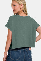 Zenana Ash Jade Round Neck Short Sleeve Crop T-Shirt