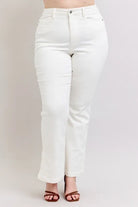 Judy Blue White High Waist Side Slit Slim Bootcut Jeans