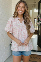 Haptics State Fair Summer Ruffle Neck Babydoll Blouse