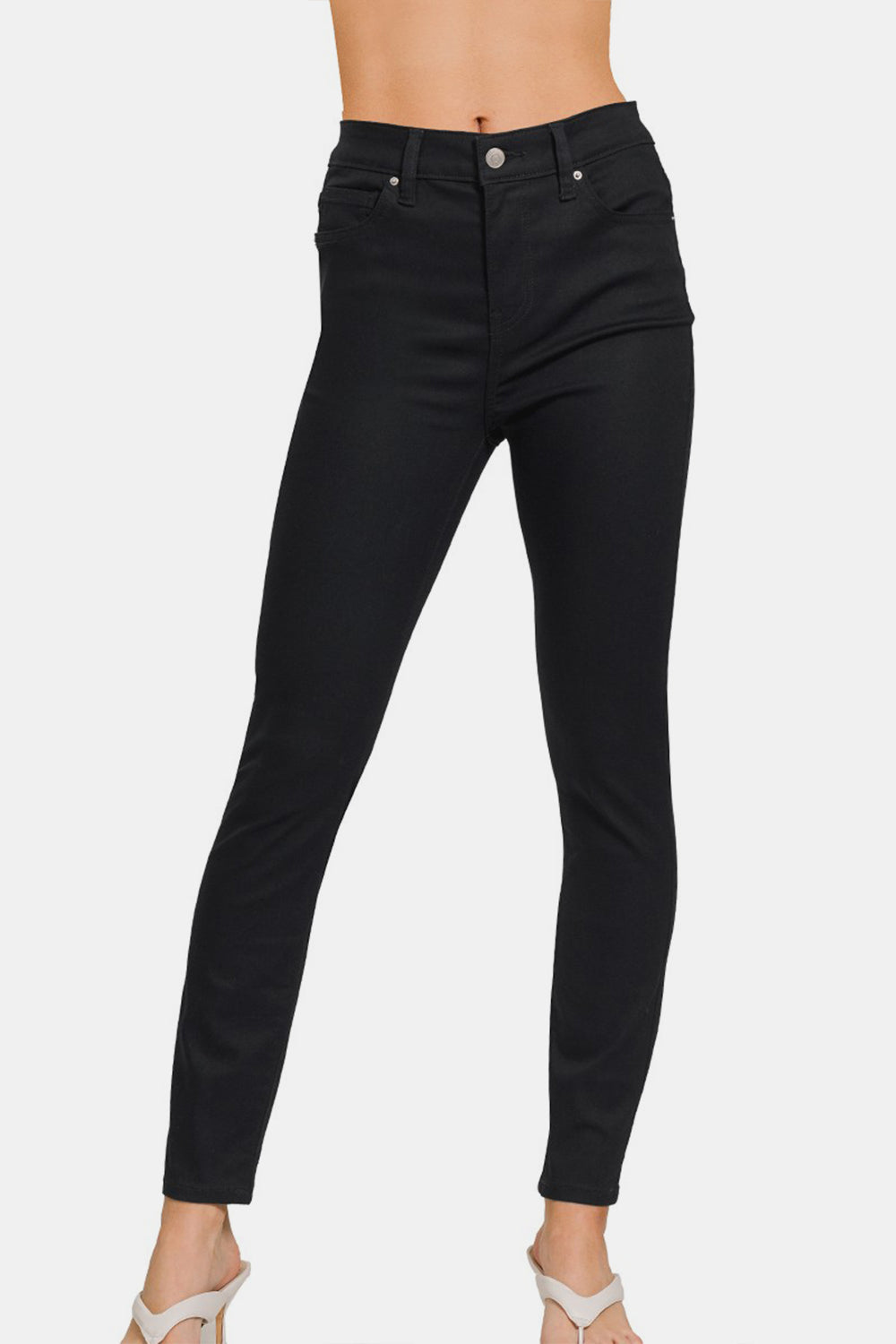 Zenana Black High-Rise Skinny Jeans Trendsi