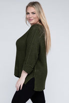 eesome Plus Size Crew Neck Knit Sweater eesome