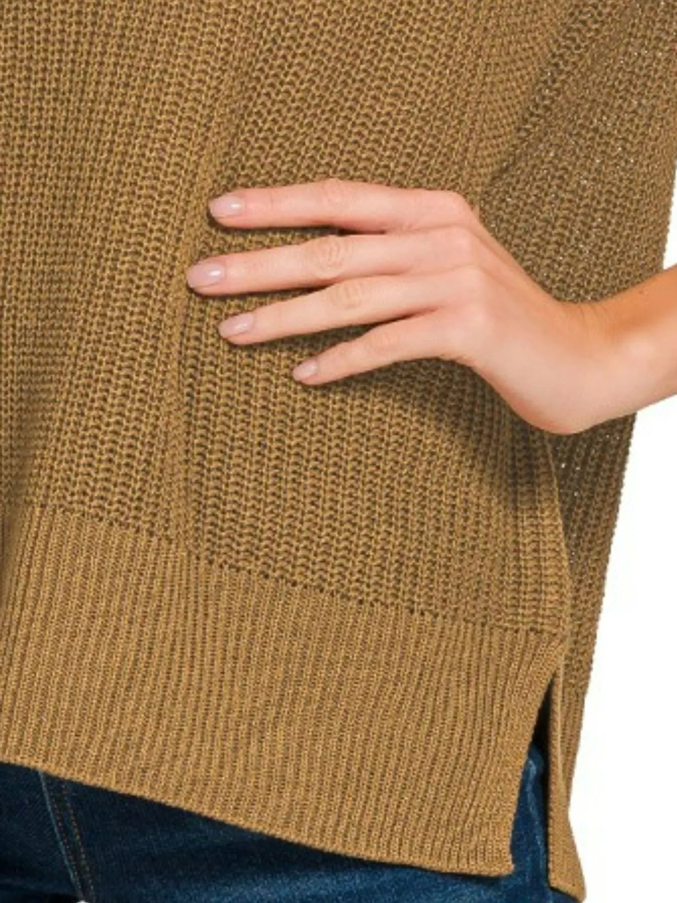 Zenana Deep Camel Oversized Crew Neck Sweater