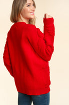 Haptics Holiday Red Christmas Trees With Pearls Sweater Haptics