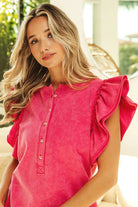 BiBi Fuchsia Mineral Washed Terry Top