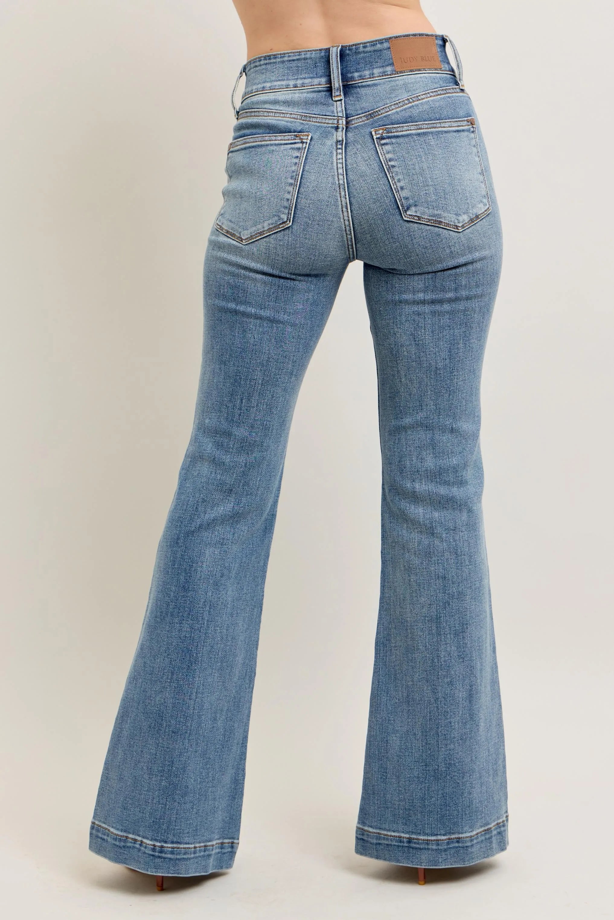 Judy Blue High-Waist Flare Denim Jeans with Front Seam Detail