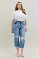 Judy Blue High Waist Destroy Crop Wide Leg Jeans