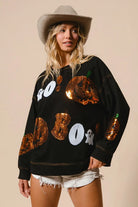 BiBi Black Halloween Theme Sequin Embroideries Sweatshirt