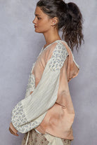 POL Pink Raw Hem Washed Hoodie with Flower Patch