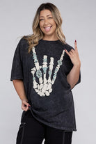 Lotus Fashion Collection Plus Skeleton Rock Hand Sign Graphic Top Lotus Fashion Collection