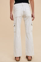 Annie Wear White Straight Leg Stretch Jeans with Cargo Pockets