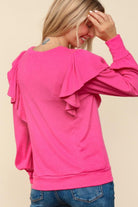 Haptics Holiday Hot Pink Sequin Nutcracker Ruffle Hacci Sweater Haptics