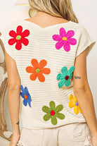 BiBi Crochet Flower Embroidery Knit Top