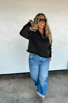 PREORDER: Blakeley Longer Length Marley Snap Button Sweatshirt Vintage Black Womens