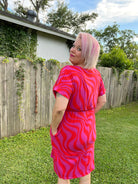 Haptics Red & Fuchsia Zebra Surplice V Neck Pocketed Dress Final Sale Haptics