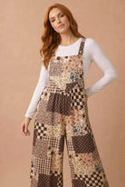 Haptics Cozy Patchwork Dreams Wide Leg Overall Set
