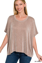 Zenana Ribbed Oversized Top Dark Camel Black Friday