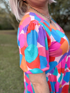Haptics Geometric Multicolor Midi Dress With Pockets Ruby Idol Apparel