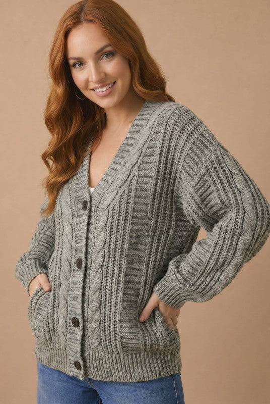 Haptics Beach Bonfire Button Down Cardigan in Olive