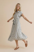 Haptics Tailored for Fun Floral Stripe Midi Dress