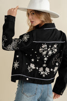 Blue B Black Western Twill Denim Embroidered Jacket Ruby Idol Apparel