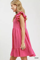 Umgee Peony Ruffle Sleeve Babydoll Dress