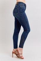 Judy Blue Dark Washed Embroidered High Rise Skinny Jeans