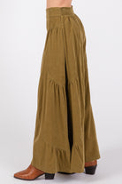 SAGE + FIG Olive Green High Rise Corduroy Wide Leg Pants Trendsi