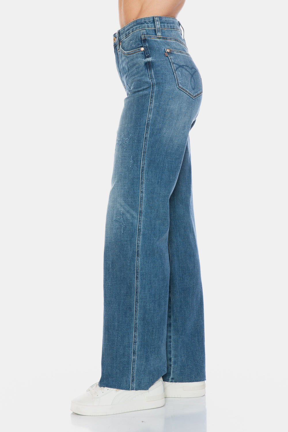 Judy Blue Tummy Control Cut Raw Hem Straight Jeans Jeans