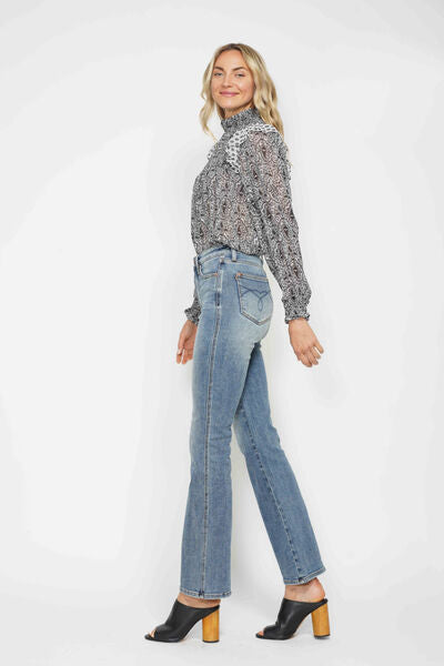 Judy Blue Multi Inseam Tummy Control Back Embroidered Pocketed Bootcut Jeans