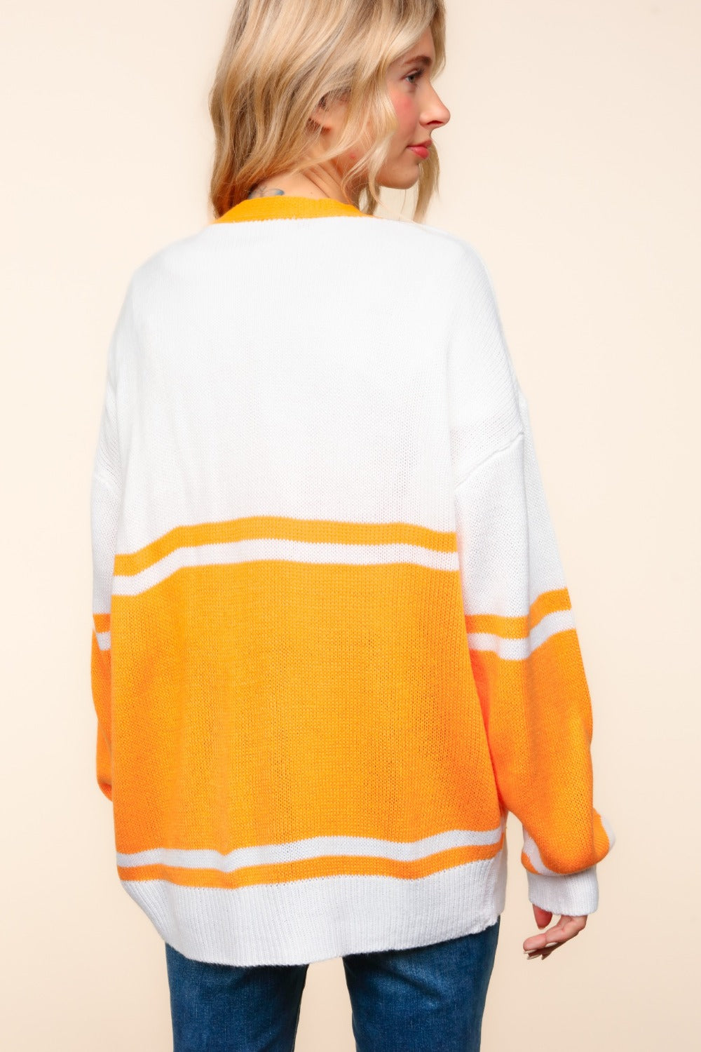 Haptics Game Day Orange "T" Embroidered Cardigan Trendsi