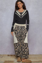 POL Black Ribbed Half Button Lace Detail Knit Top