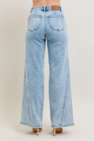 Judy Blue Light Washed High Waist Wide Leg Jeans with Skewed Inseam