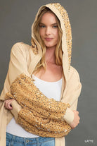 Umgee Latte Sequined French Terry Jacket
