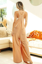 BiBi Latte Ribbed Textured Wide Leg Overalls
